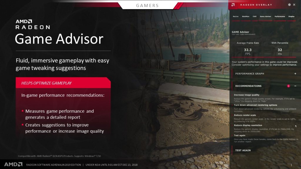 AMD Radeon Software Adrenalin - Game Advisor; Foto PR 